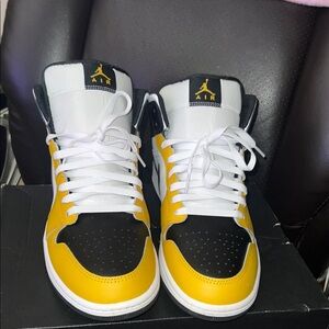 Jordan Black and Yellow High-Top Sneakers
